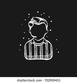 Referee avatar icon in doodle sketch lines. Sport football soccer competition game match judge
