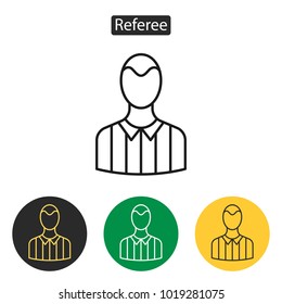 Referee avatar icons. Football referee outline image. Sport accessories collection for info graphics, websites and print media. Vector illustration in line style. Editable stroke