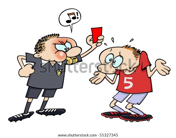 Referee Blowing His Whistle While Showing Stock Vector (Royalty Free ...