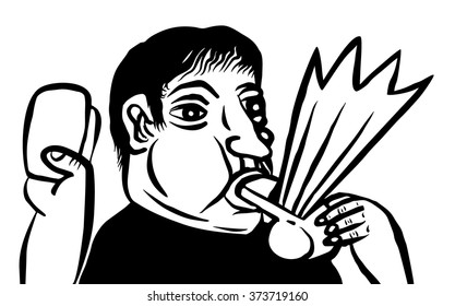 Referee blows his whistle