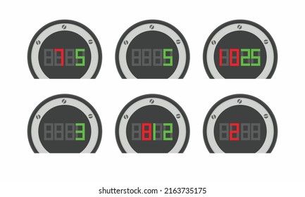 Referee board, time keeper, football timer. Can be replaced with custom numbers. Vector illustration. Hublot. Tag heuer