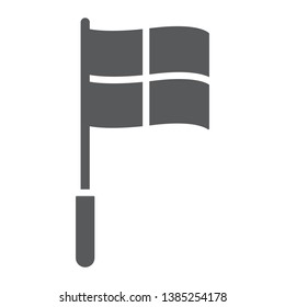 Referee flag glyph icon, soccer and sport, football flag sign, vector graphics, a solid pattern on a white background, eps 10.