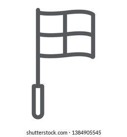 Referee flag line icon, soccer and sport, football flag sign, vector graphics, a linear pattern on a white background, eps 10.