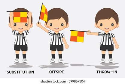 referee flag signals in soccer set