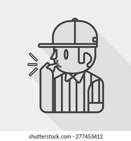 referee flat icon with long shadow, line icon