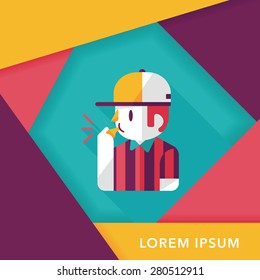 referee flat icon with long shadow,eps10