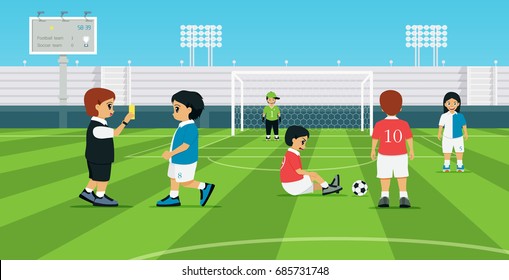 The referee gives the yellow card to the player who is playing foul.