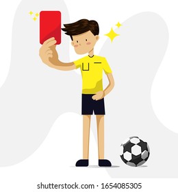 the referee is giving a red card