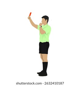 a referee is giving a red card to a player who committed a foul in the football game