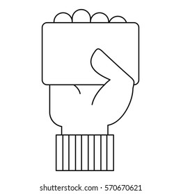 Referee hand holding card icon. Outline illustration of referee hand holding card vector icon for web