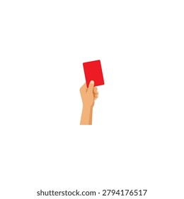 Referee hand holding red card for penalty or expulsion with football expulsion officiating official dismissal competition infraction decision.