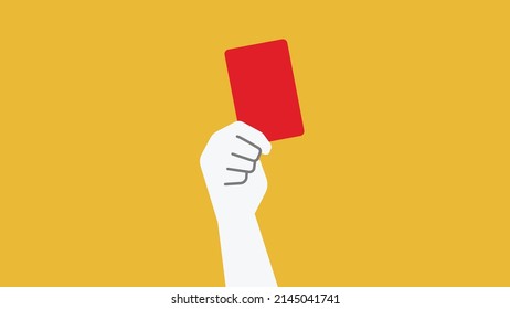Referee hand raised show a red card during a match.