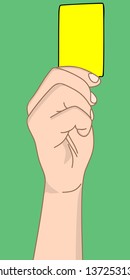 referee hand with yellow card, illustration