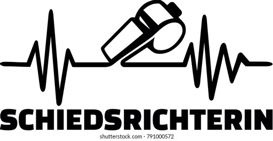 Referee heartbeat pulse with german female job title and whistler