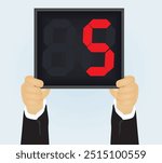 Referee hold panel with stoppage time. vector
