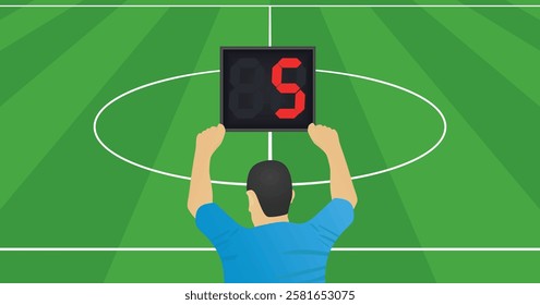 Referee hold panel with stoppage time. vector