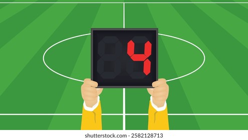 Referee hold panel with stoppage time. vector