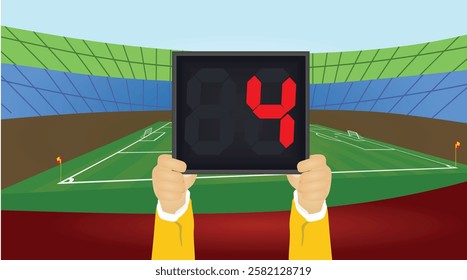 Referee hold panel with stoppage time. vector