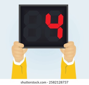 Referee hold panel with stoppage time. vector