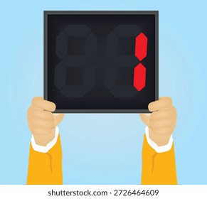 Referee hold panel with stoppage time. vector