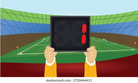 Panel de retención de árbitro con tiempo de detención. Vector
