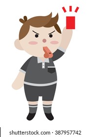 referee hold red card cartoon vector