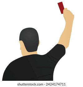 Referee hold red card. vector illustration