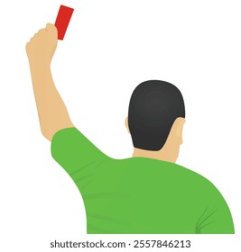 Referee hold red card. vector illustration