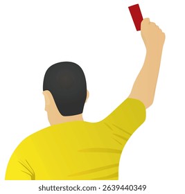 Referee hold red card. vector illustration	
