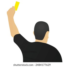 Referee hold yellow card. vector illustration