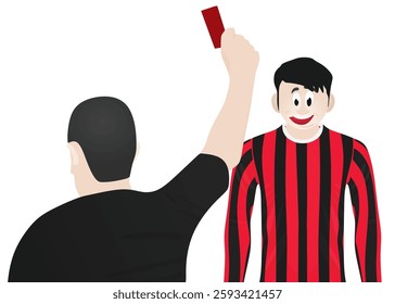 Referee holding red card. vector illustration
