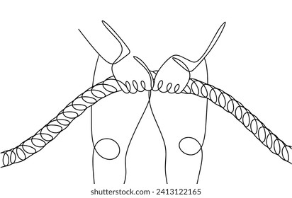 The referee holds the center of the rope. Tug of war competition. Team sport. Images produced without the use of any form of AI software at any stage. 