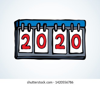 Referee hour timer bulletin screen panel on white backdrop. Bright red color hand drawn event dial timetable pictogram logo emblem card sketch in art retro doodle cartoon style on paper space for text
