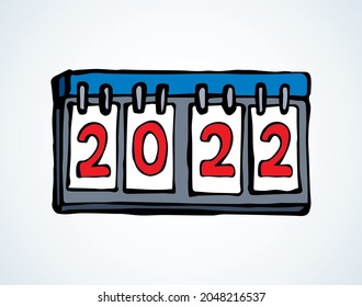 Referee hour timer bulletin screen panel on white backdrop. Bright red color hand drawn event dial timetable pictogram logo emblem card sketch in art retro doodle cartoon style on paper space for text