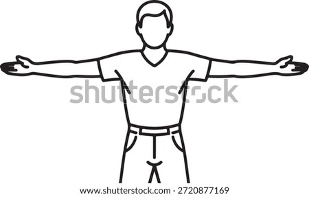Referee icon depicts a figure with both arms spread wide indicating a stoppage or a specific directional instruction during a competitive sports event.