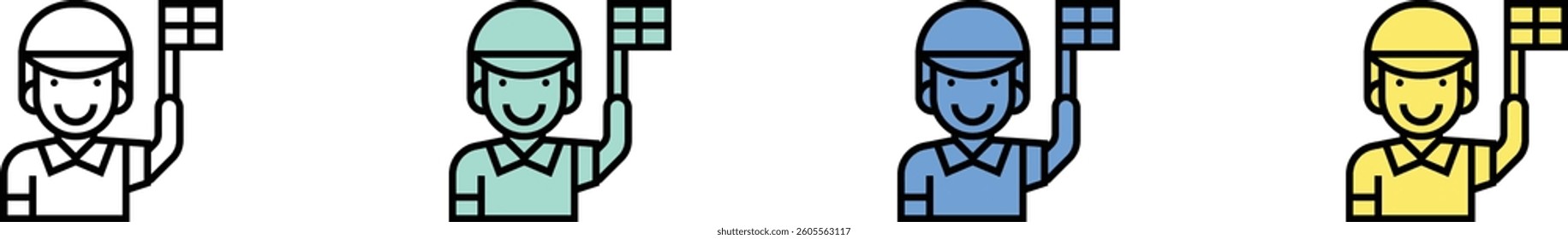 referee icon. Outline, Green, Blue and Yellow Style Design Isolated On White Background