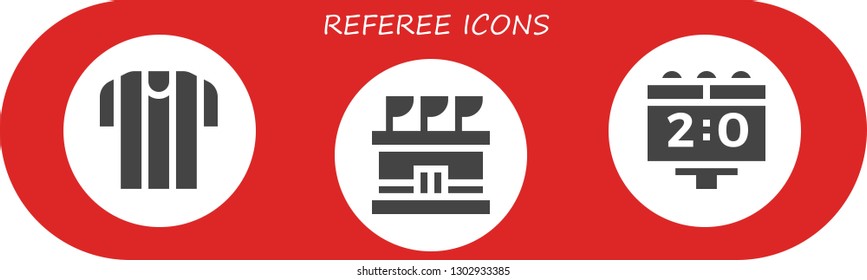  referee icon set. 3 filled referee icons.  Simple modern icons about  - Referee, Stadium, Scoreboard