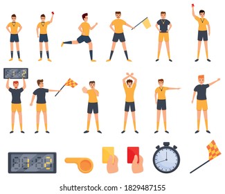 Referee icons set. Cartoon set of referee vector icons for web design