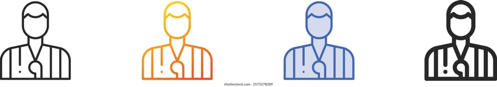 referee icon.Thin Linear, Gradient, Blue Stroke and bold Style Design Isolated On White Background