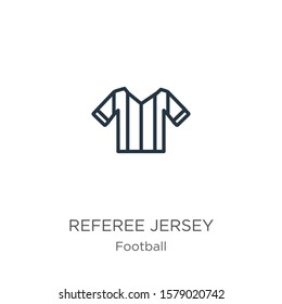 Referee jersey icon. Thin linear referee jersey outline icon isolated on white background from football collection. Line vector sign, symbol for web and mobile