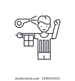 Referee line icon concept. Referee vector linear illustration, symbol, sign