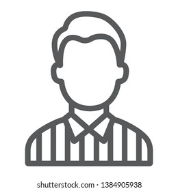 Referee line icon, sport and soccer, man sign, vector graphics, a linear pattern on a white background, eps 10.