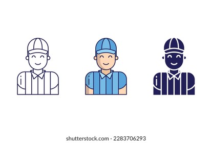 Referee line and solid vector icons