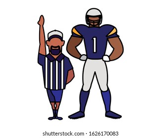 referee and player american football on white background vector illustration design