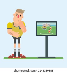 referee replay in a flat style.