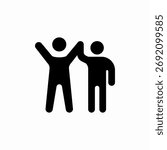 referee rise hand of boxer winner icon sign vector