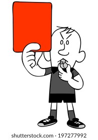 Referee showing the red card