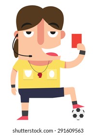 The referee showing the red card. illustration,vector 
