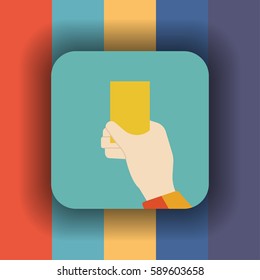 referee showing yellow card flat icon with long shadow, vector illustration