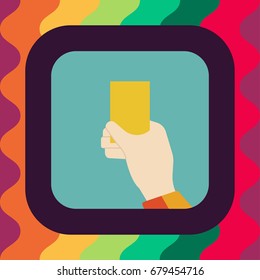 referee showing yellow card flat icon with long shadow, vector illustration